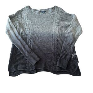 American Eagle Loose Kit Cable Knit Pullover Sweater Womens Small Gray Ombré